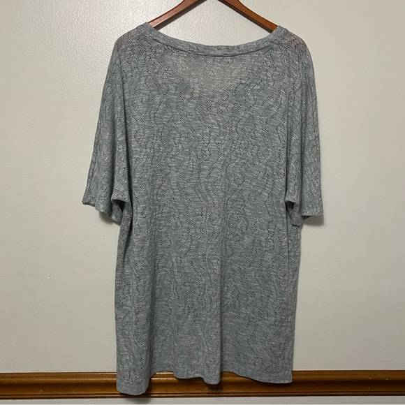 Soft Surroundings Open Knit Short Sleeve Oversized Sweater Womens XL Tunic Gray - Picture 4 of 10